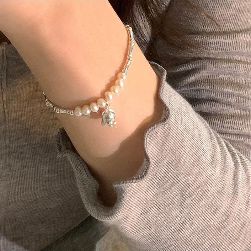 Korean Pearl & Sterling Silver Beaded Bracelet: Non-Fading, Summer Women's High-End Jewelry.