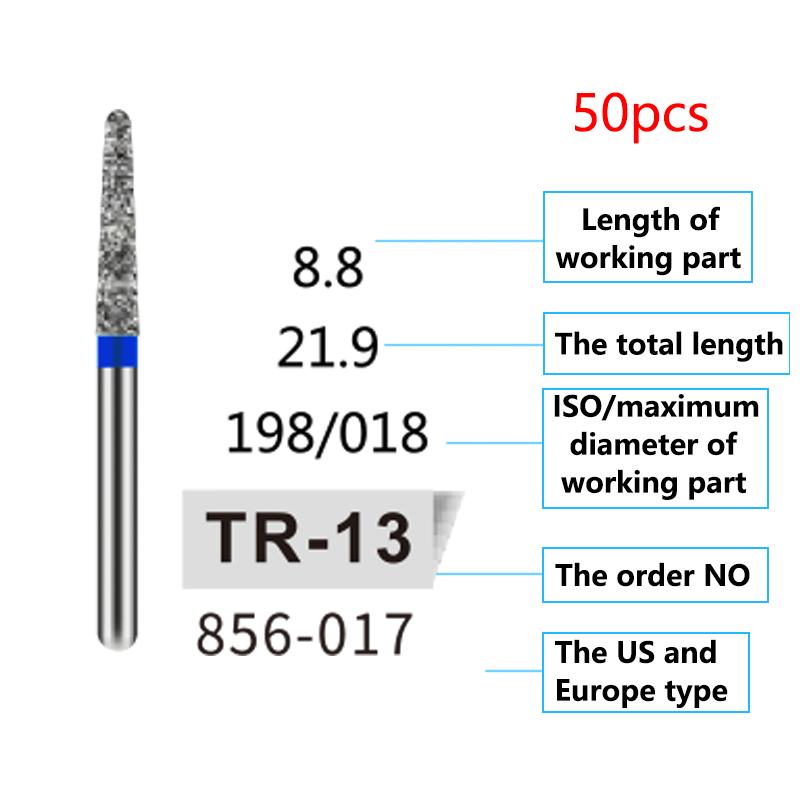 50Pcs Dental Diamond Burs Drill FG 1 6Mm For High Speed Handpiece Denspay Polishing Whitening Lab Material