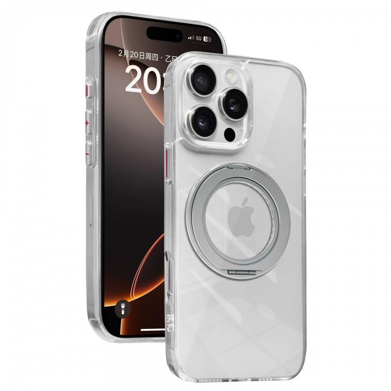 360 Rotating Gear Magnetic Phone Stand Case IPhone 14/13/12 Pro Max Transparent PC Shockproof Protective Cover With Built-in