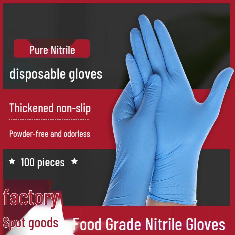 Nitrile Disposable Gloves - Food Safe, Acid & Alkali Resistant, Wear-Resistant for Household and Dishwashing Tasks.