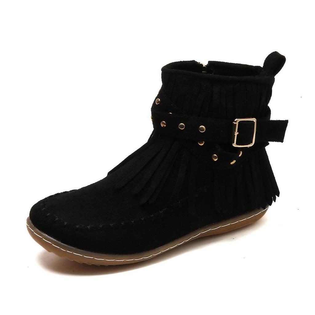 European/American Cross-border Rivet Tassel Boots - Women's 2023 Autumn/Winter Collection (Large Size)