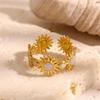 European Gold Sun Geometric Ring for Women - Stainless Steel, Irregular Design