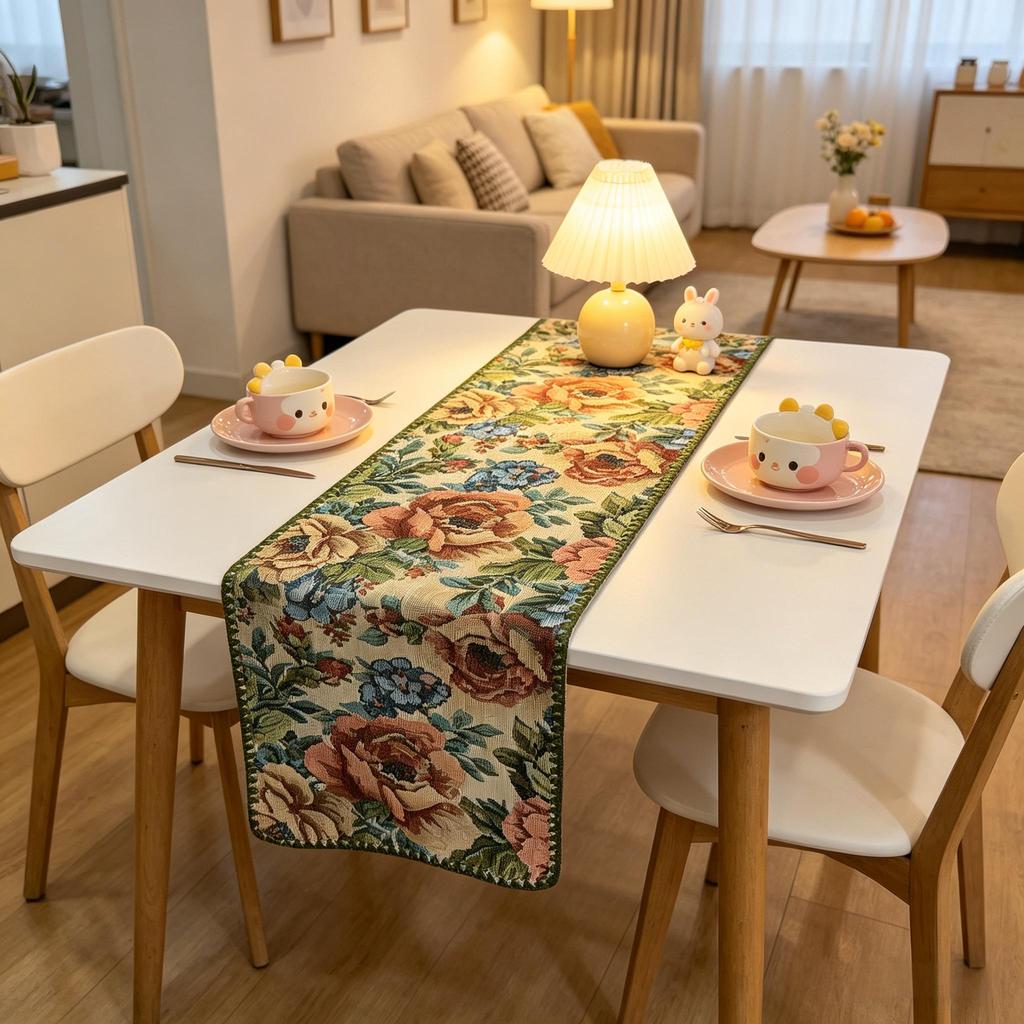 Dining Table, TV Cabinet & Center Table Washable Modern Cotton Linen Nordic Design Table Runner