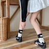 Color Matching Heel Cloth Label Thick Needle Socks, Idea Yarn Medium Tube Stacking Socks, Children'S Couple Socks
