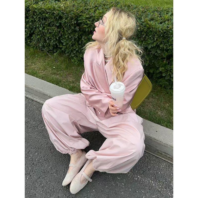 

Модные Новинки Уличные Повседневные Брюки Широкие Штанины Свободные Шаровары Повседневные Свободные Брюки-Фонарики Pink L