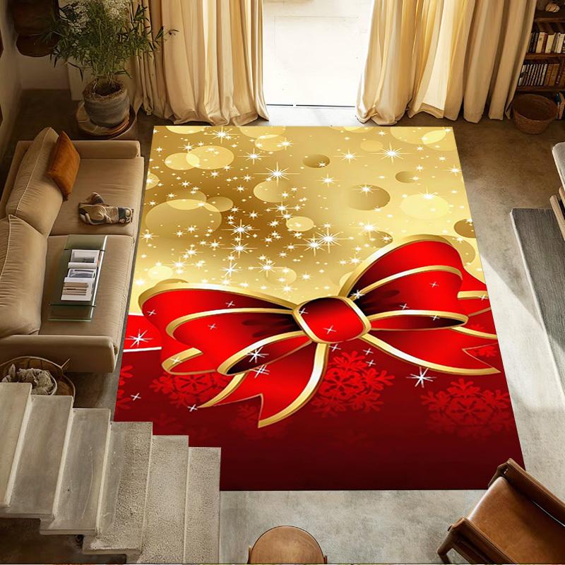 Christmas bow Crystal Velvet chair mat Area Rug - Non-Slip, Floor Mat, Office Desk Chair Rugs, Bedroom Decor.Christmas Gift-1106128