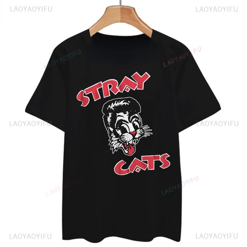 Classic Stray Cats Rock Tshirt American Rockabilly Band Fans Hipster Streetwear Fashion Breathable Boy Girl Unisex T Shirt Cotton