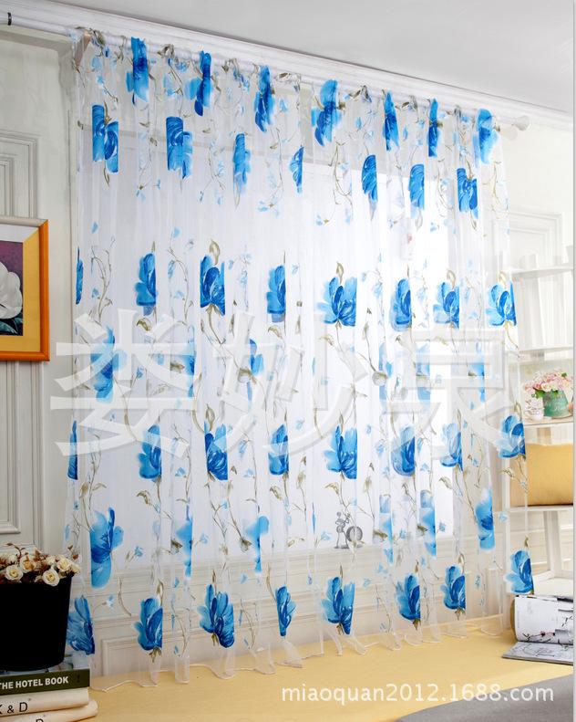 

1Pc Window Curtains Sunscreen Bedroom Door Sunshade Floral Tulle Curtains Home Furnishing Drapes Decoration Living Room 1*2M