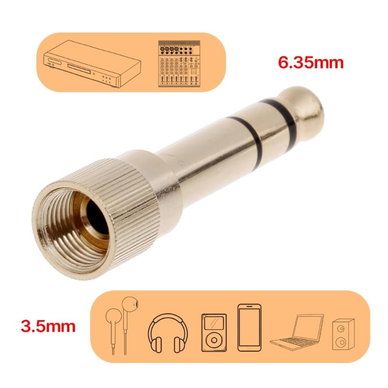 Convenient 6.35mm Male To 3.5mm Female Converter Connect Headphone Adapter 3.5 To 6.35 Plug