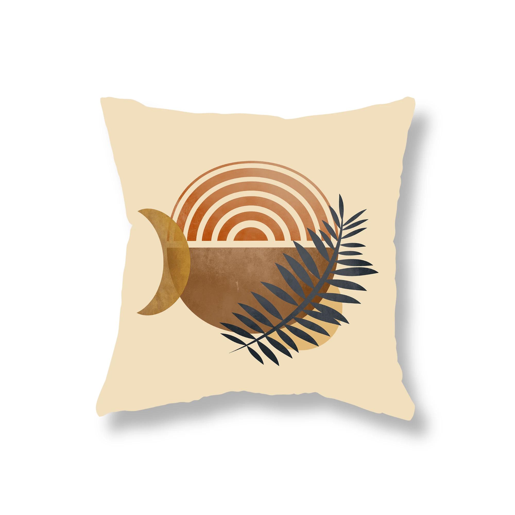 

Pumpkin Cat Throw Pillow Cover Bohemian Abstract Simple Geometric Set Sofa Decor Room Office Game Chair Cushion Home 12x12Inch