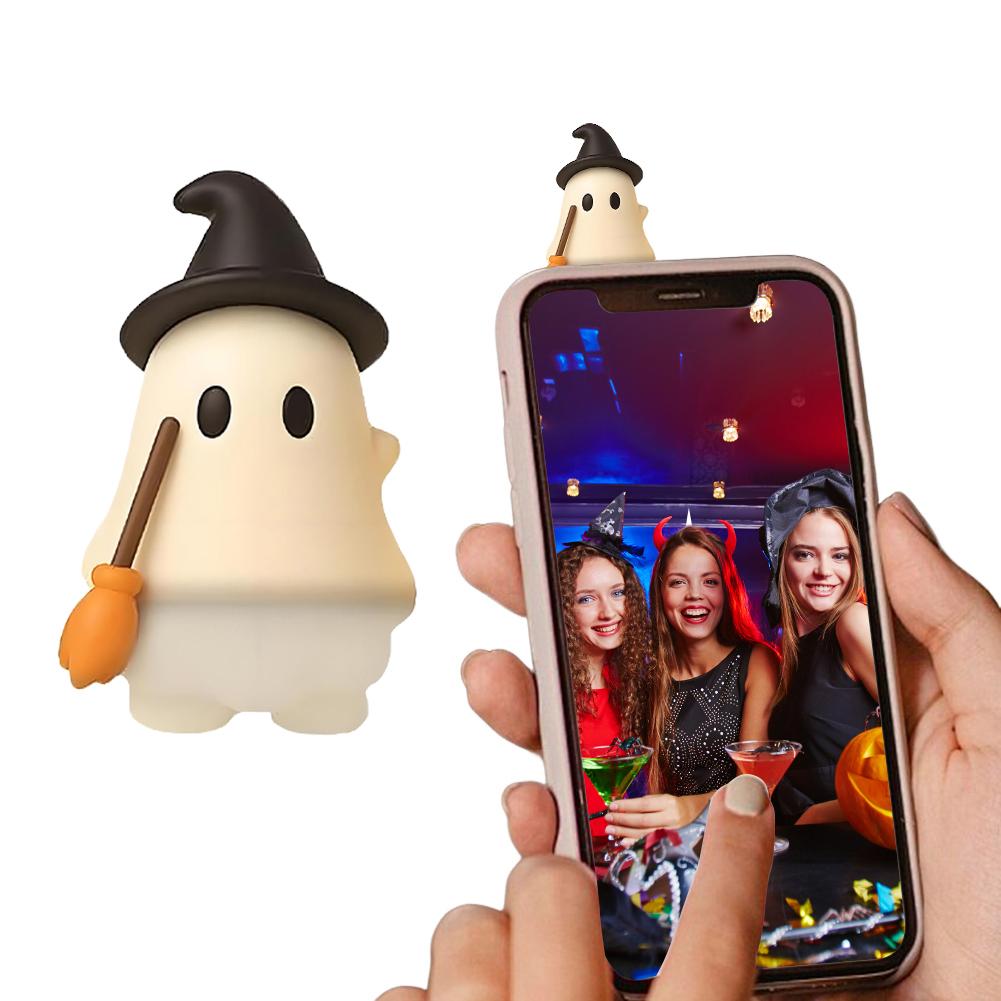 Ghostees Mystery Phone Buddy Halloween Ghost Phone Accessory Mini Halloween Ornament Gifts Car Mirror & Dashboard Decorations