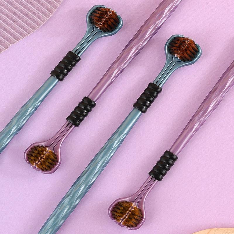 2Pcs 3D Stereo Three-Sided Toothbrush Ultra Fine Soft Hair Adult Toothbrushes Tongue Scraper Oral Care 360Celsiusleaning Teeth Brush
