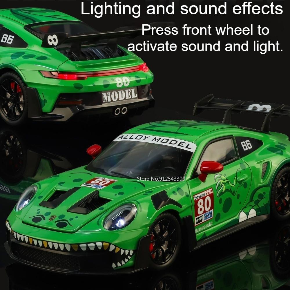 1:Scala 24 911 Gt3 Rs Panamera Modello di Auto Giocattolo Metallo Pressofuso Auto Sportive Porte Apribili Musica Luce Modelli Ornamenti per Soggiorno