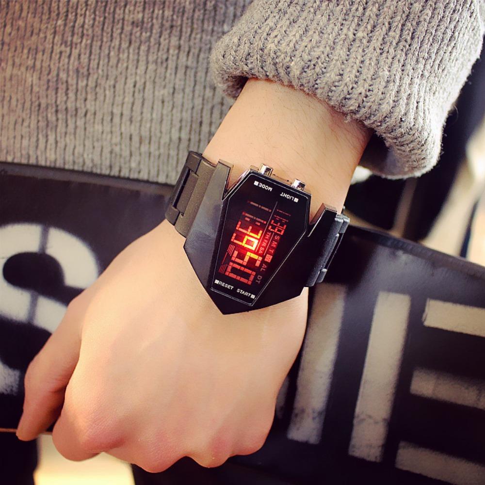 Gift Colorful Backlight 12/24H System Cool Calendar Stopwatch Alarm Electronic Watch