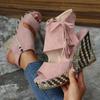 Summer New Wedge Sandals Women's 2025 Plus Size Muffin Fringe Thick-soled Fish Mouth Roman Sandals