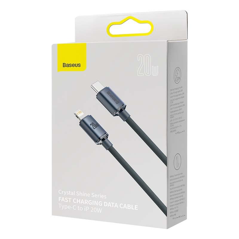 Kabel USB-C auf Lightning Baseus Crystal, 20W, PD, 1,2M (Schwarz)