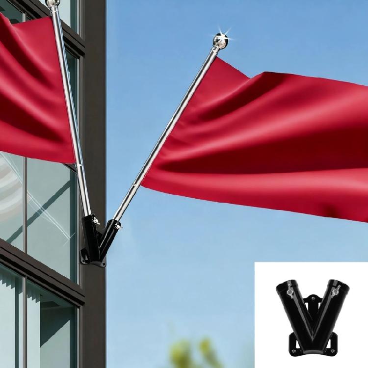 Multifuntional Double Hole Flag Poles Bracket Designed for High Wind Areas Metal Construction for Long Lasting Use