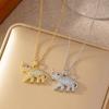 Micro-Set Zircon Elephant Pendant Necklace Titanium Steel Women's Fashion Versatile Minimalist Collarbone Chain Jewelry