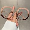 Man Women's Fashionable Plain Glasses Polygonal Frame Versatile Side Hollow Design Casual Comfortable Protective