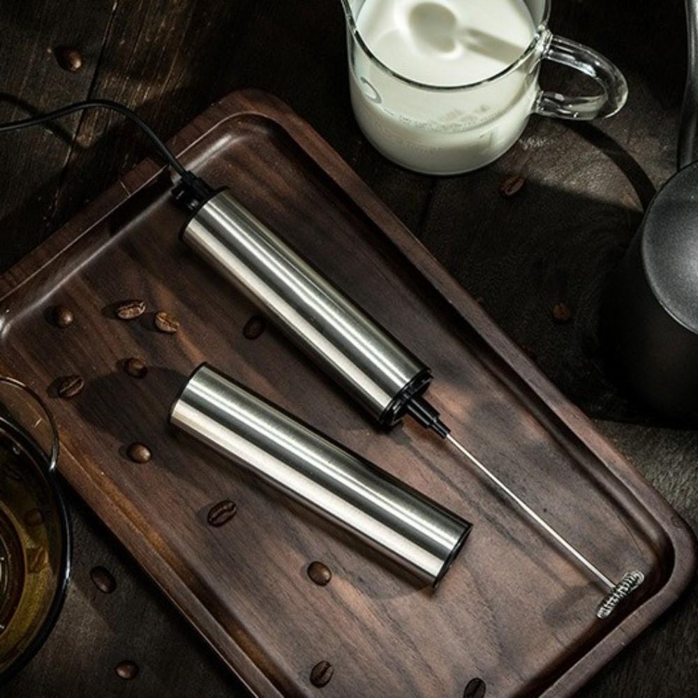 Stainless Steel Handheld Milk Frother with Cover Portable Milk Frother Egg Beater Home Office