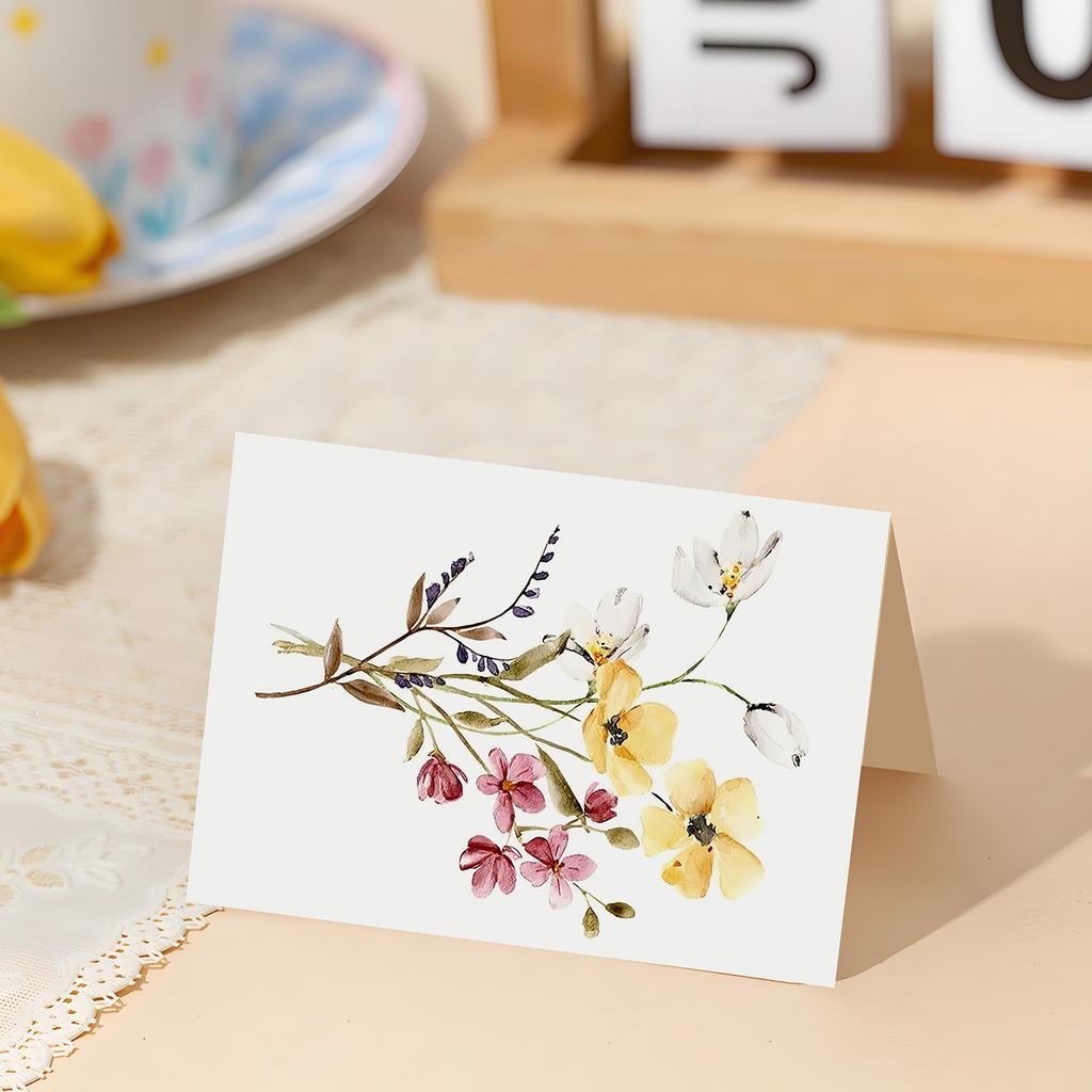 Floral Thank You Card Set (6pcs) - Blank Greeting Cards with Envelopes & Stickers Birthday Gift