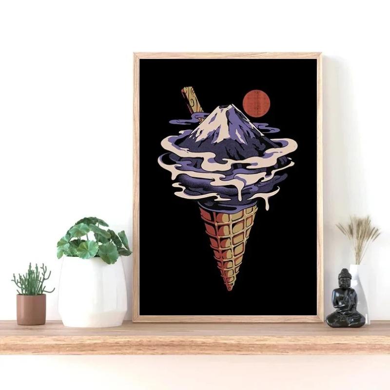 Japon Yemeği Ukiyo-e Ramen Kasesi Dondurma Okyanus Dalgası Duvar Sanatı Poster Tuval Tablo Duvar Sanatı Resimleri Ev Oturma Odası Dekoru
