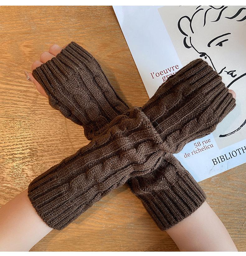 Fashion Half Finger Knitting Fried Dough Twists Sleeve Sleeve Wrist Guard Sweater Long Sleeve Outdoor Travel Warm Hand Sleeve