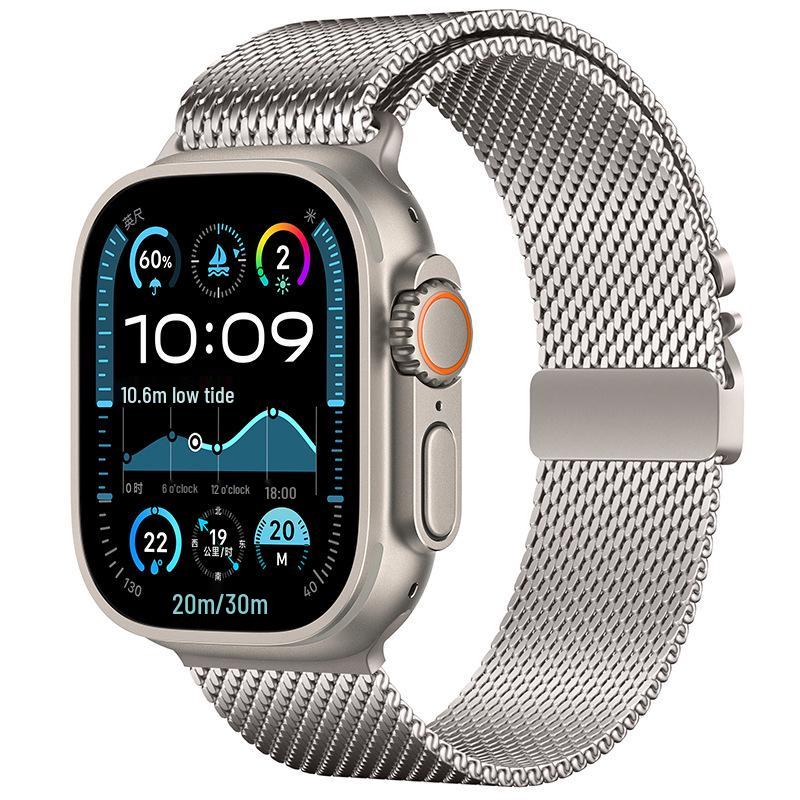 Kompatibel mit Apple Watch 11: Fallschirmschnalle Milanese Edelstahlarmband, Ultra 3 Metallarmband