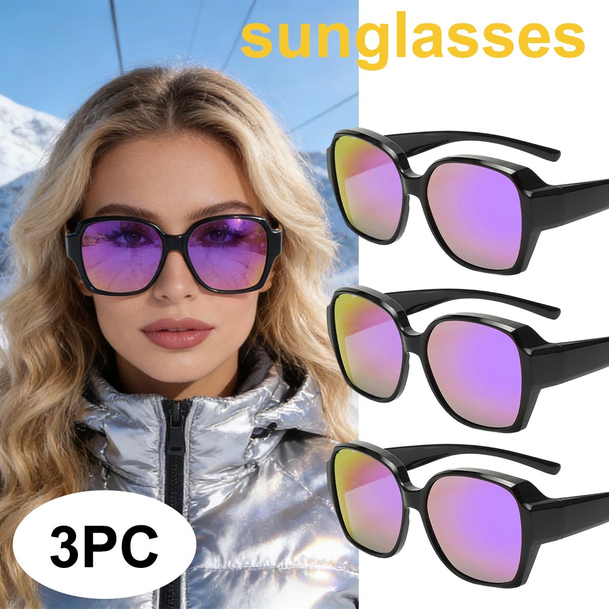 Polarized Sunglasses Fit Over Glasses, 3 Pack Sunglasses for Women Fit Over Glasses Lightweight T01
