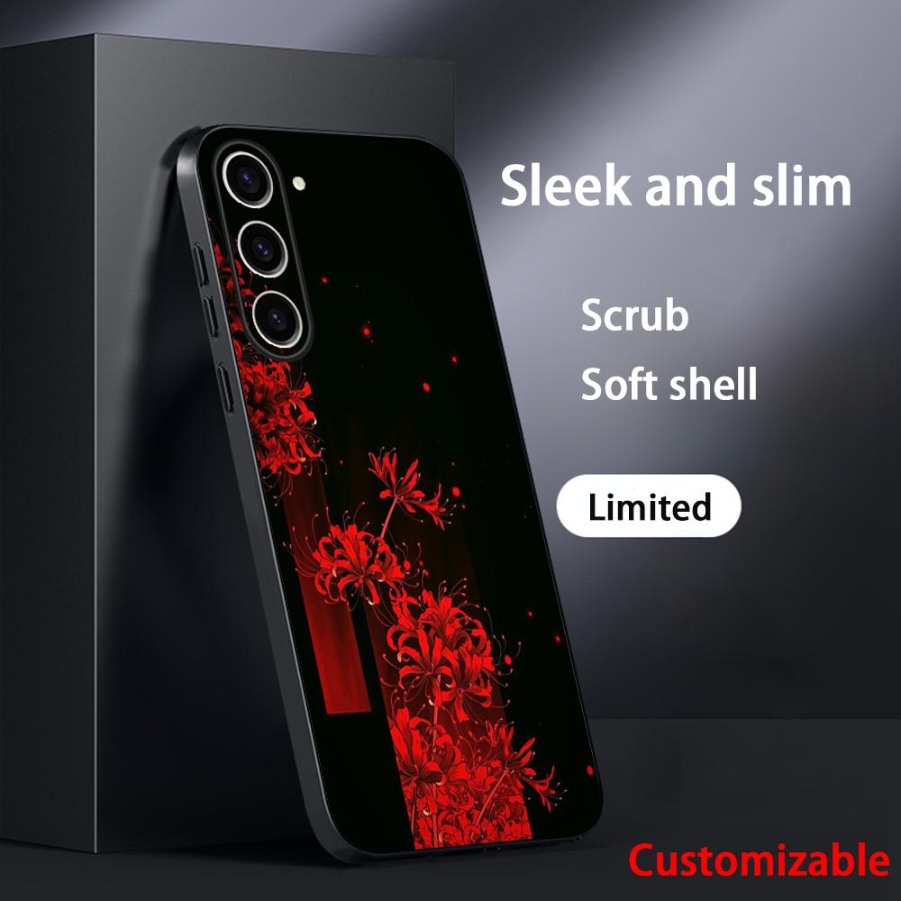 Art Red spider lilys japan design Phone Case For Samsung Galaxy S26 S25 S24 S23 S22 S21 Plus Ultra Note20 Soft Black