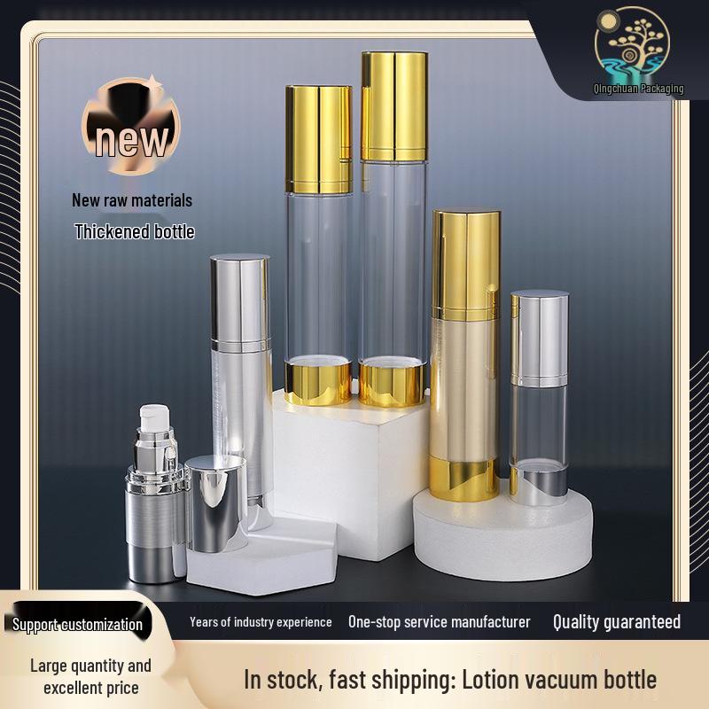In Stock: Electroplated Vacuum Bottles for Skincare - 15-50ml 15ml diameter 33; Silver plated; AS+PP