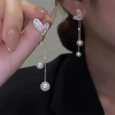 Neue Mode vergoldet Liebe Perle quaste Baumeln Ohrringe für Frauen Mädchen Geschenk Süße Schmuck Großhandel