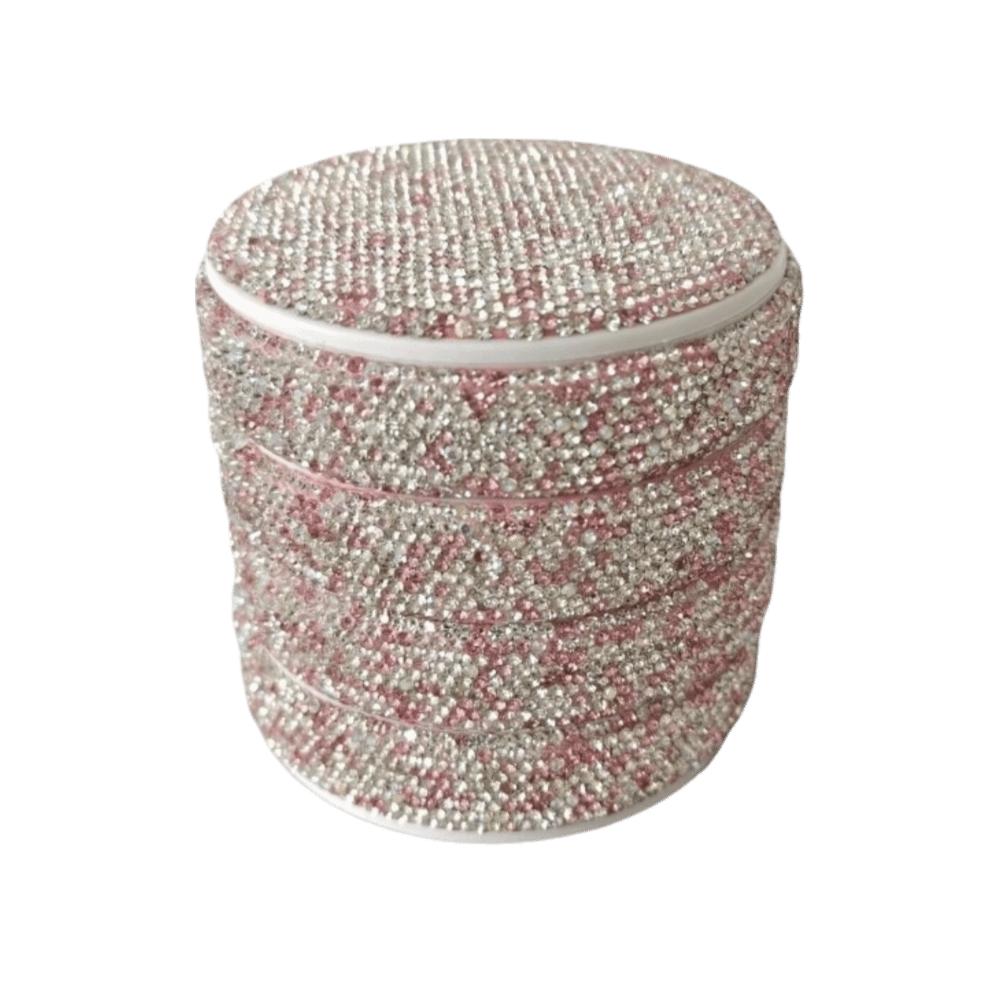 

Подставка для серег Вращающаяся шкатулка для хранения ювелирных изделий Хранение колец и браслетов со стразами Женская розовый