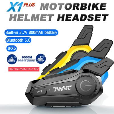 1/2 szt. X1plus Bluetooth Zestaw słuchawkowy do kasku motocyklowego z interkomem 1000M BT dla 2 motocyklistów Wodoodporny