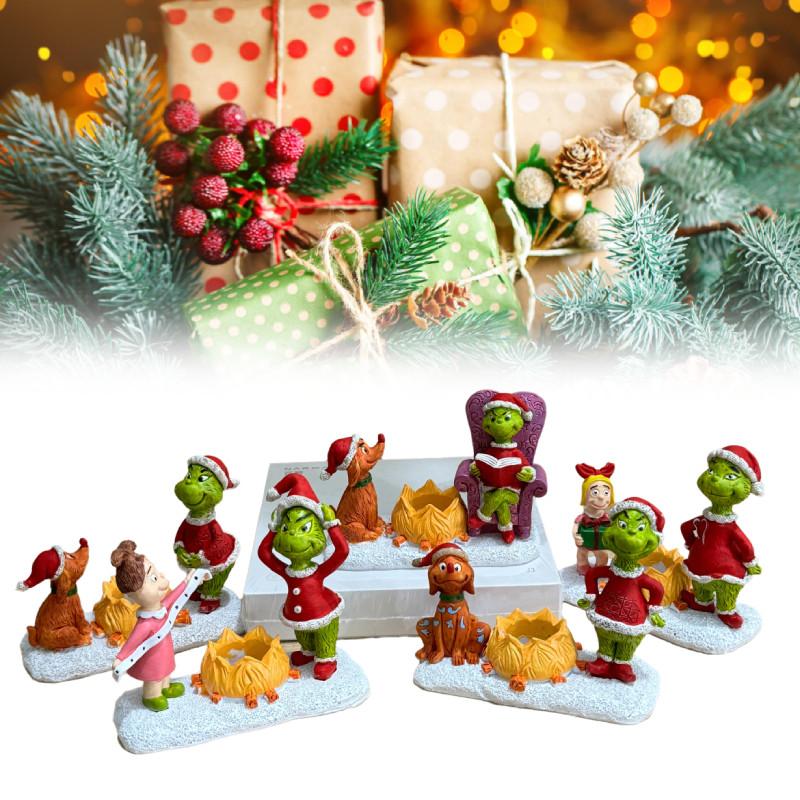 Night Christmas Light Wall Bedside Lamp Resin Green Monster Decor Holiday