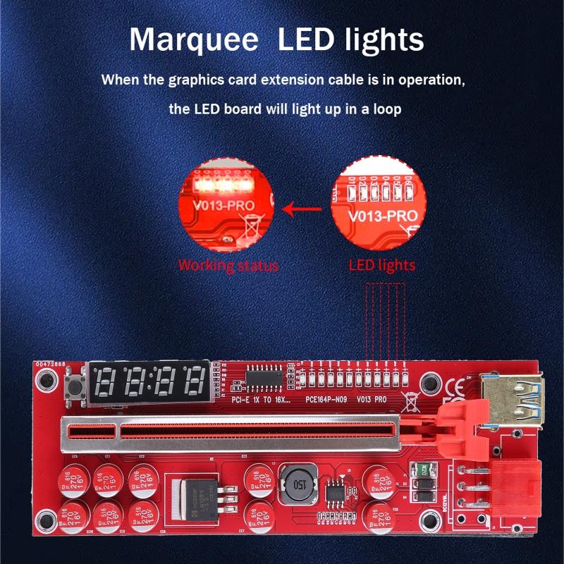 Buy PCIE Riser VER013 Pro GPU Video Card PCIE X1 To X16 USB3.0 6Pin Riser Cable W/Temperature