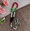 Tasbih Cristal 33 Perles Couleurs Palestine, Bracelet de Prière Musulman Rouge Vert Blanc Noir, 3 Longueurs pour la Prière & la Mode