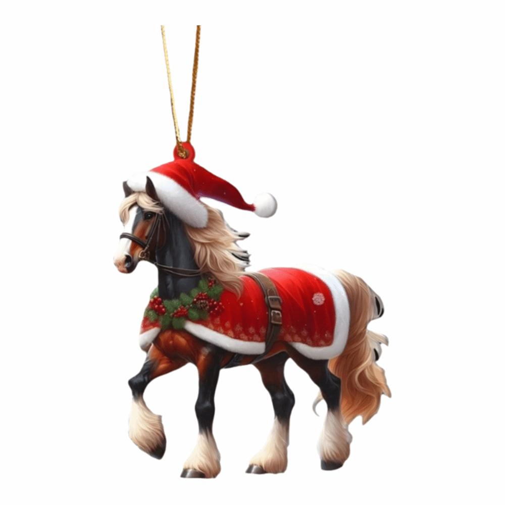 Acryl Weihnachtsanhänger Tierwelt Auto Pferdeanhänger Weihnachtsbaum Hängende Dekoration Neujahrsgeschenk