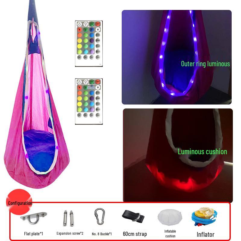 LED-Lit Portable Hanging Chair for Kids – Indoor/Outdoor Creative Nylon Swing