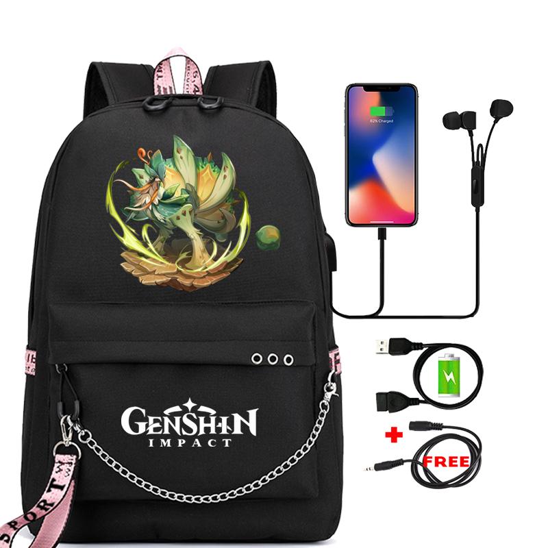 Anime Game Travel Backpack Printed Canvas Backpack Students Women Large Capacity Bookbag Usb Charging for Boy Girl School Bag Kids Gifts