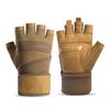 Mens Half-Finger Gym Gloves With Wrist Support Breathable Anti-Slip Weightlifting Workout Training