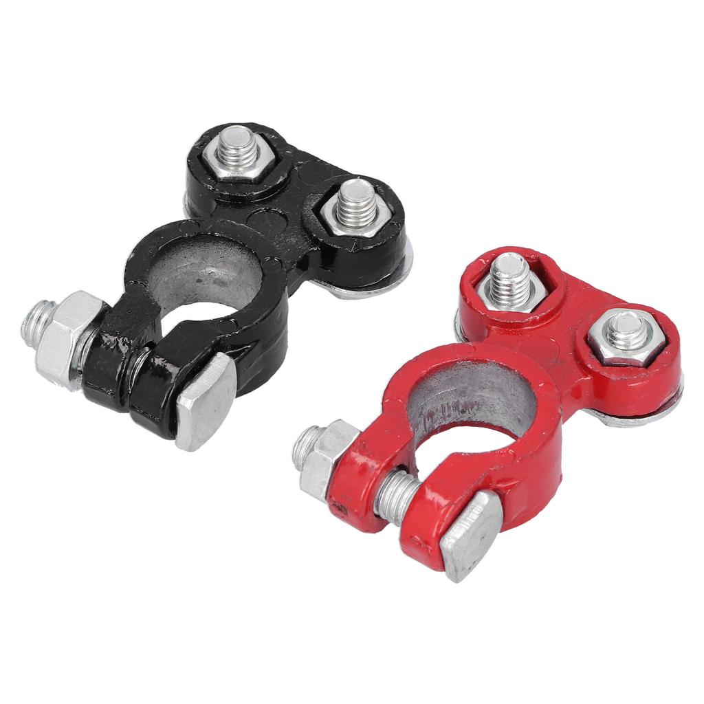 2pcs Battery Terminal Clamp Positive Negative Top Post End Connector with 2 Washers