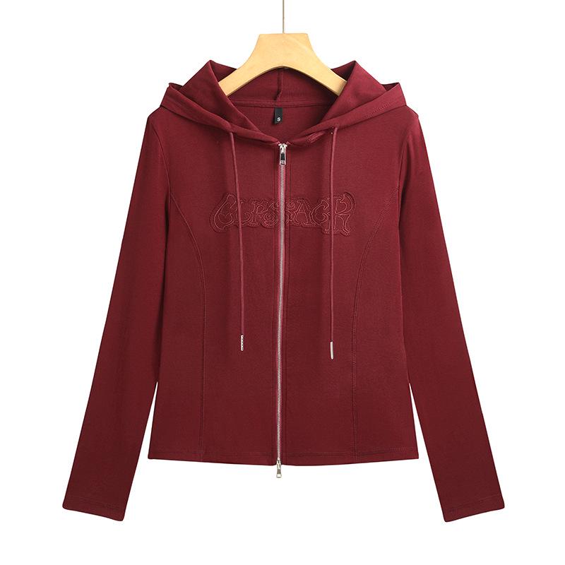 Women's 2025 Slim-Fit Hooded Long-Sleeve T-Shirt: Spring/Autumn Lightweight Short Jacket Top
