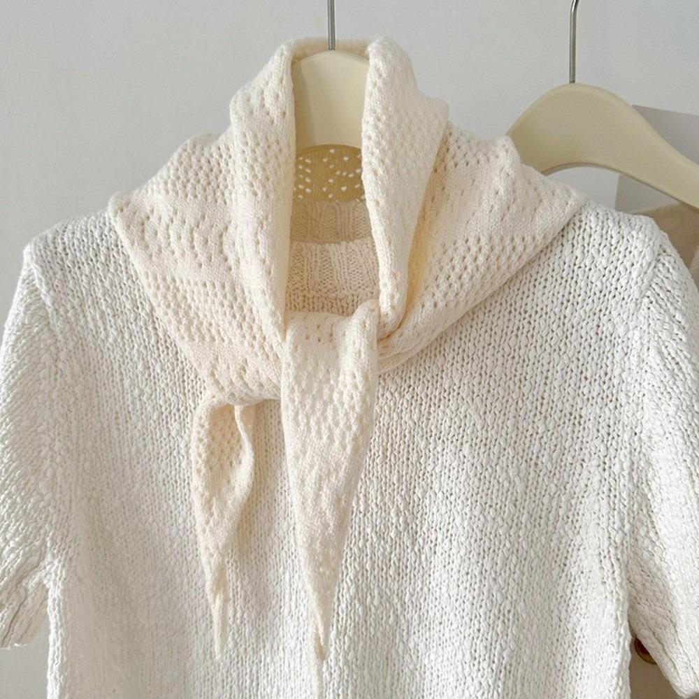 Neck Protection Warm Shawl Scarf Hollow Out Women Headscarf Fashion Knitted Triangle Scarf  Women
