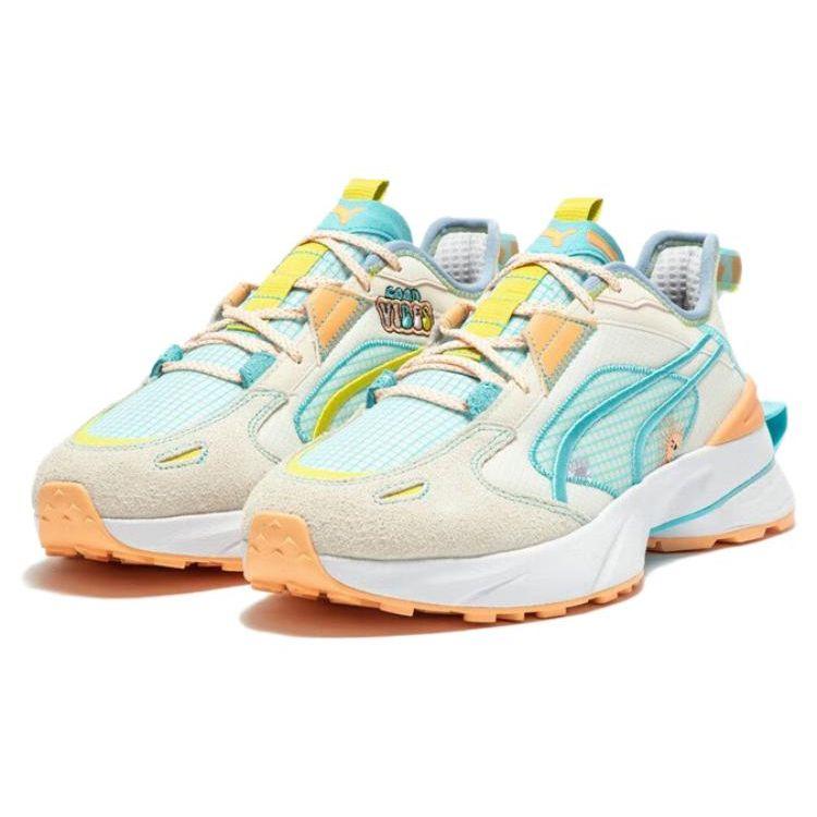 Puma Pwrframe Fabric Cowhide Synthetic Suede Casual Comfortable Low-Top Lifestyle Shoes Unisex sneaker Orange Pink 390036-02