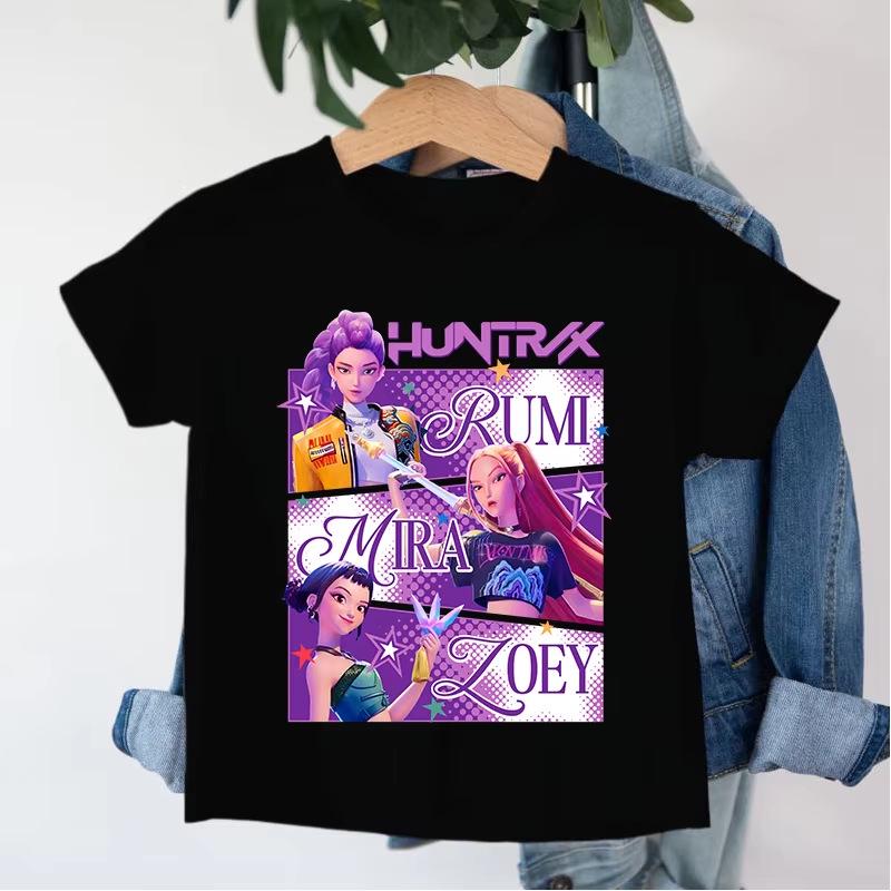 Kpop Dämonenjägerin Girlgroup Baumwoll-T-Shirt - Kinder Rundhals Kurzarm