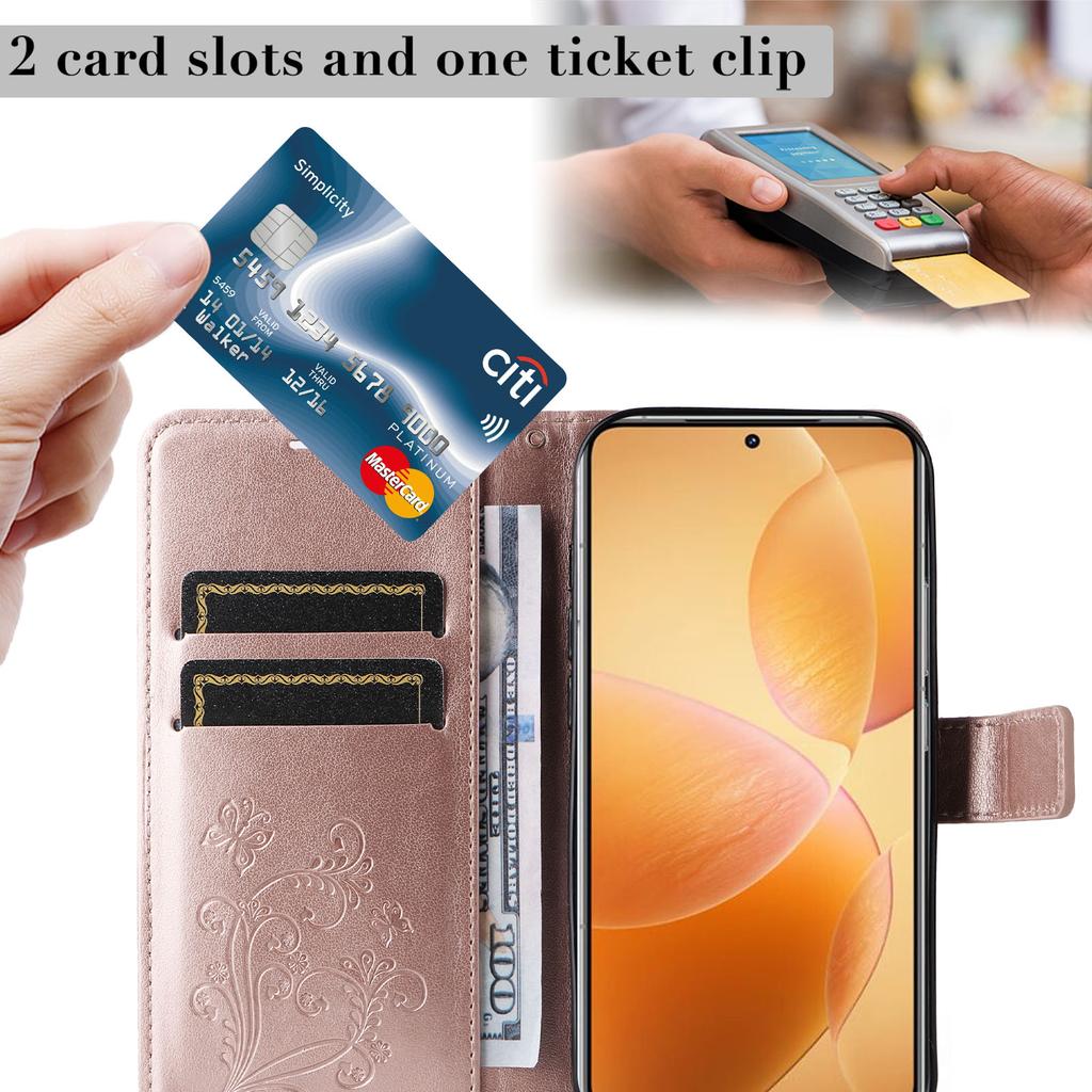 For Xiaomi 14T Pro Wallet Case Floral Butterfly Imprinted Leather Phone Cover Stand