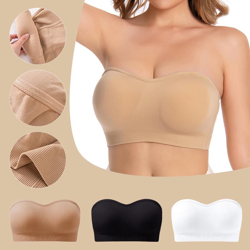 Plus Size Women's Strapless Silicone Non-Slip Seamless Bralette