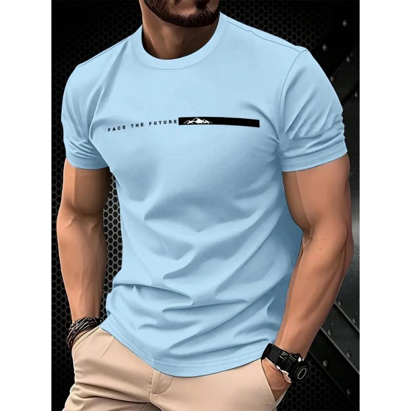 Sommer Herren Freizeit Sport locker übergroß einfach Buchstabenmuster bedruckt Rundhals Kurzarm T-Shirt Top