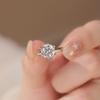 S925 Sterling Silver Moissanite Six-Prong Zircon Engagement Ring for Women – Romantic Bridal Jewelry